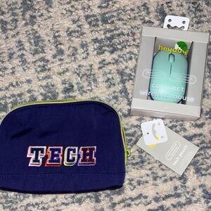 Heyday Compact Wireless Mouse - teal and purple travel bag NWT
